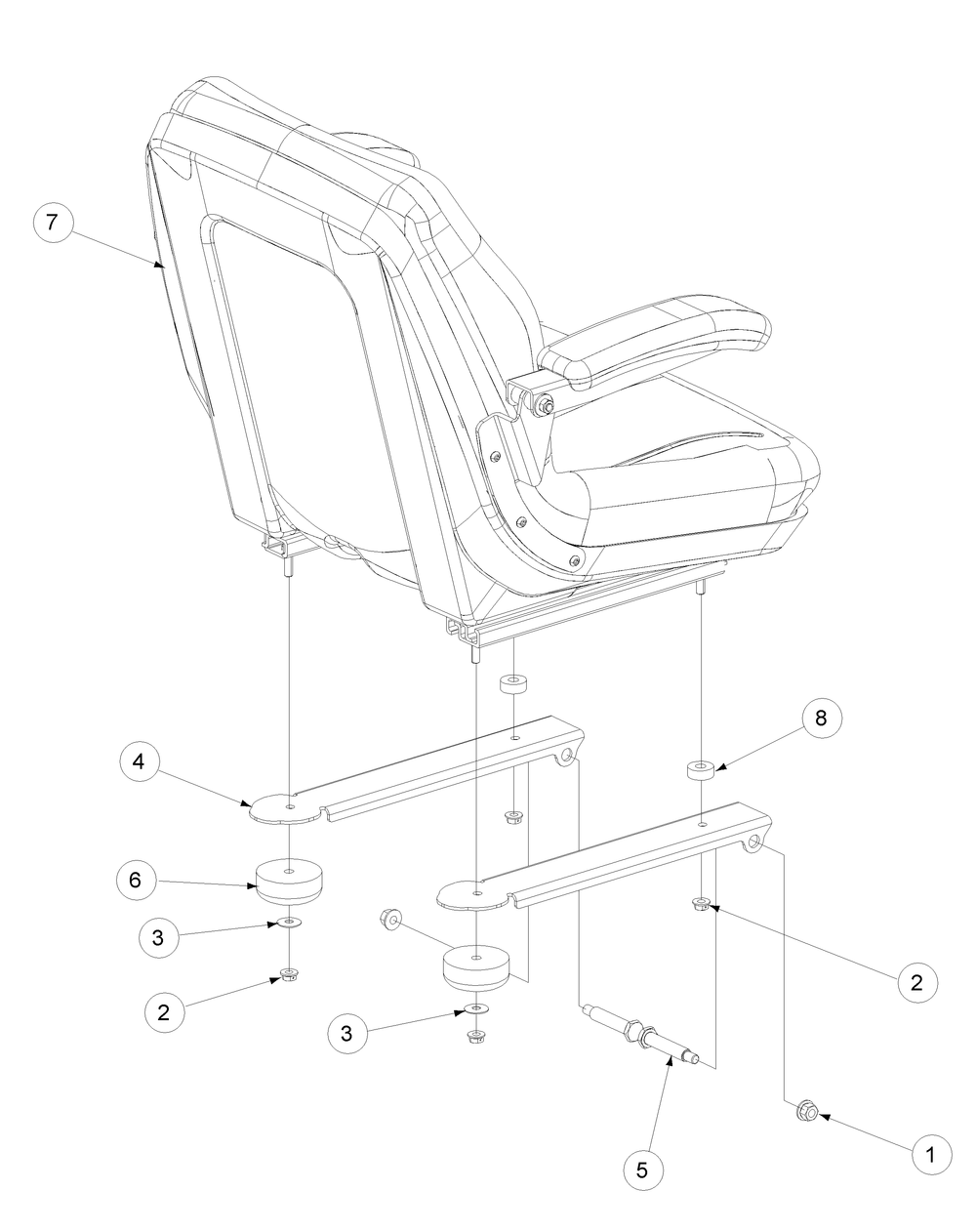 Seat Assembly Diagram and Parts List for Z-FORCE60 53AA5BBJ-53AA5BBJ710 Cub Cadet Lawn Tractor